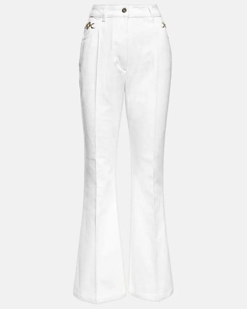 Patou Verzierte High-Rise Flared Jeans Weiß