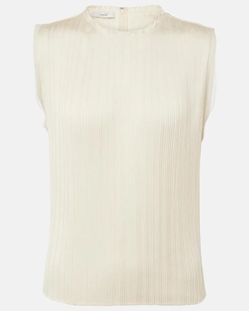 Vince Top aus Satin mit Chiffon Weiß