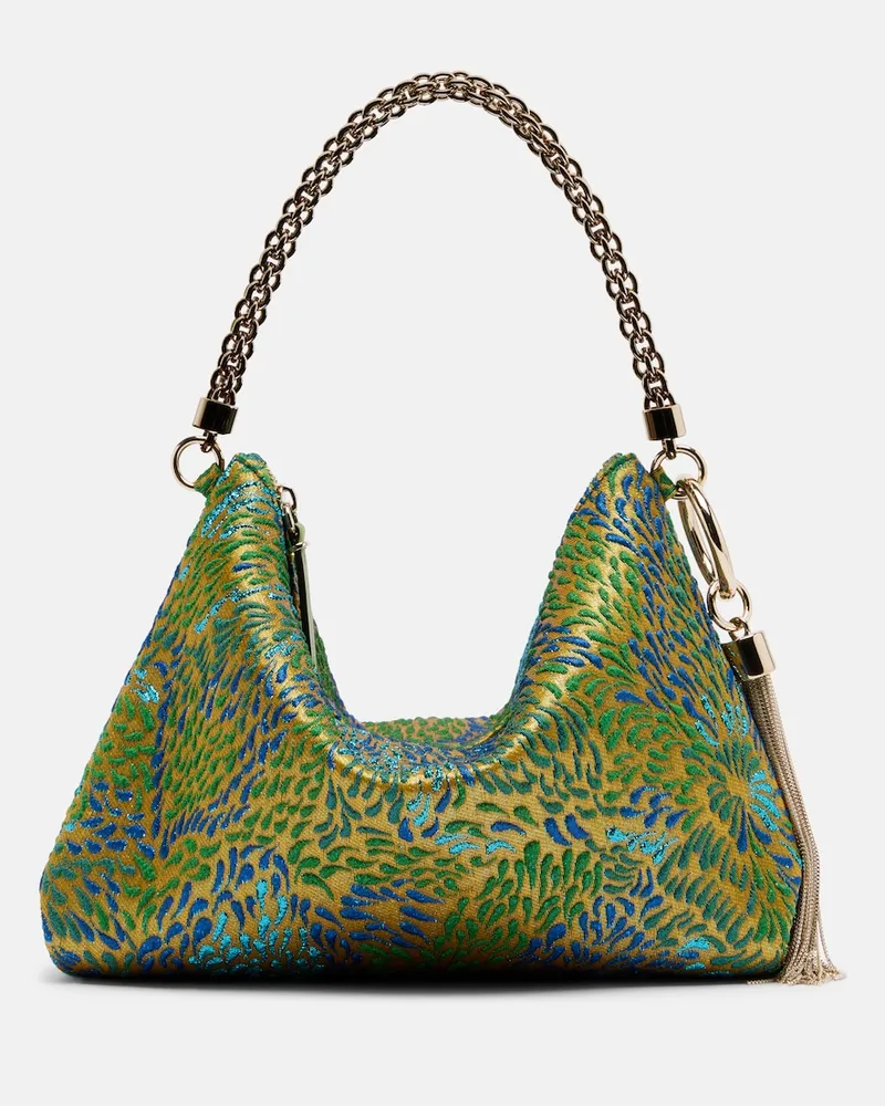 Jimmy Choo Tote Callie Small aus Brokat Grün