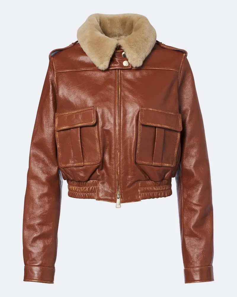 Dorothee Schumacher Cropped-Lederjacke First love mit Shearling Braun