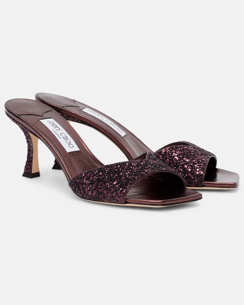 Jimmy Choo Pantoletten Skye 70 mit Glitter Burgunderrot