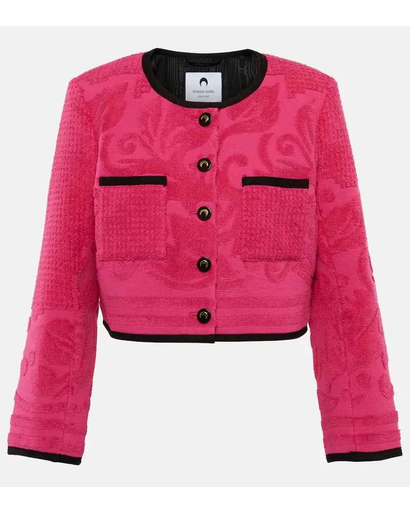 Marine Serre Cropped-Jacke aus Frottee Pink