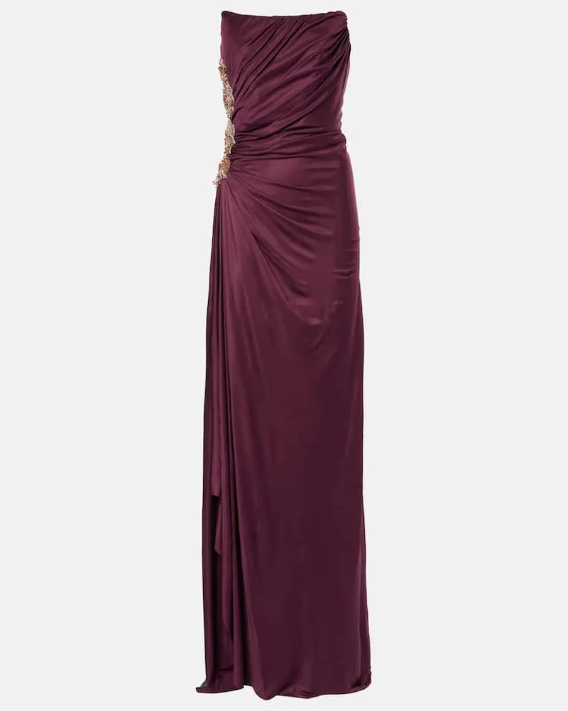 COSTARELLOS Verzierte Robe Milia Burgunderrot