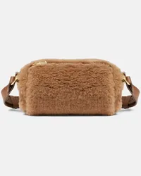 Max Mara Schultertasche aus Teddyfleece Braun