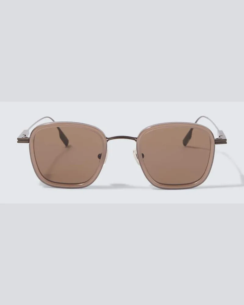 Ermenegildo Zegna Eckige Sonnenbrille Braun