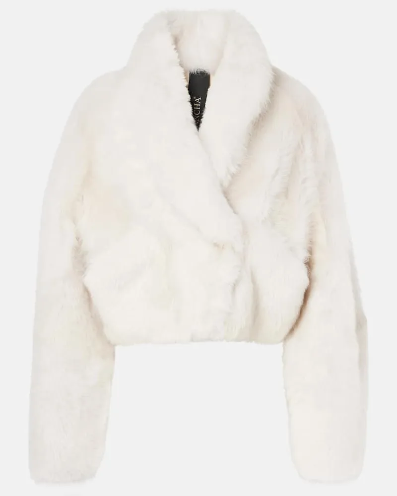 BLANCHA Jacke aus Shearling mit Leder Weiß