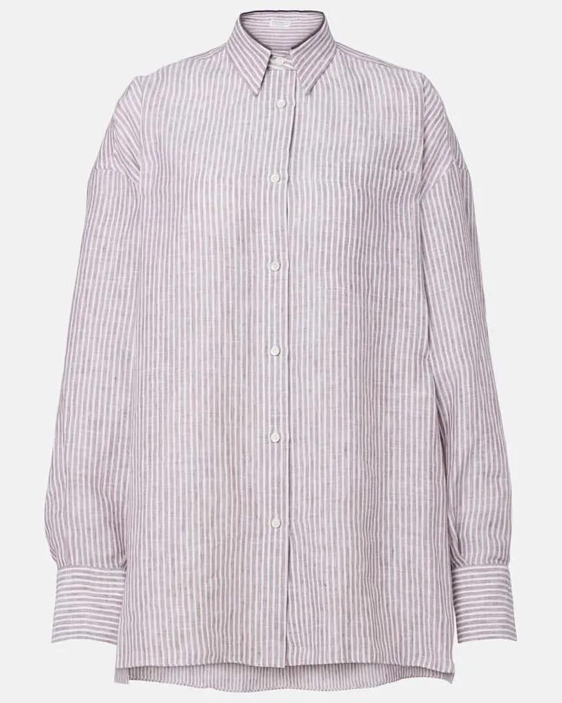 Brunello Cucinelli Hemd Monili aus Leinen Braun