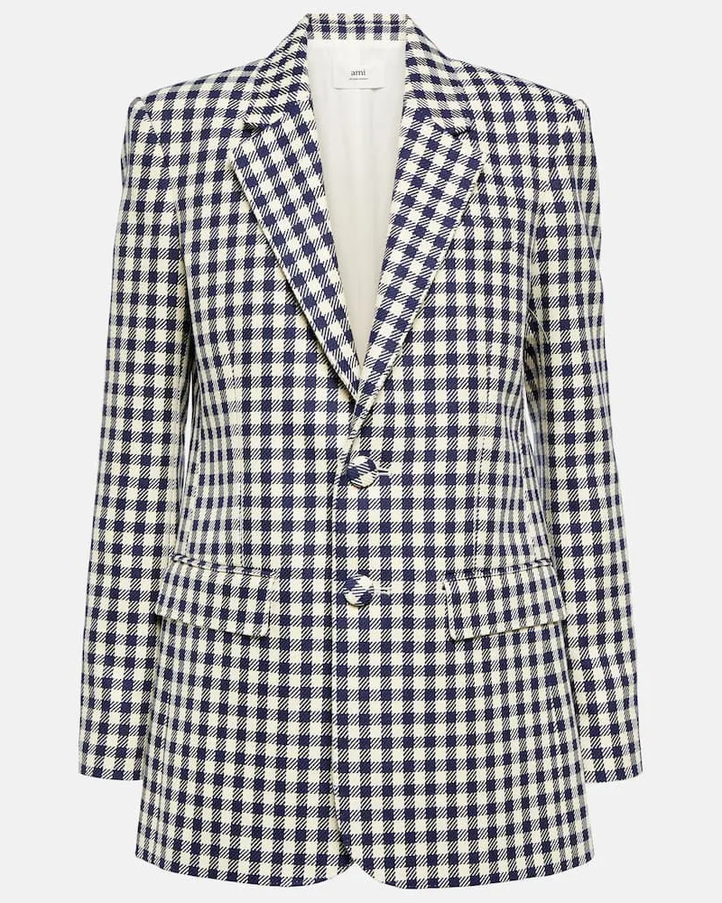 AMI Paris Blazer aus Wolle und Baumwolle Blau