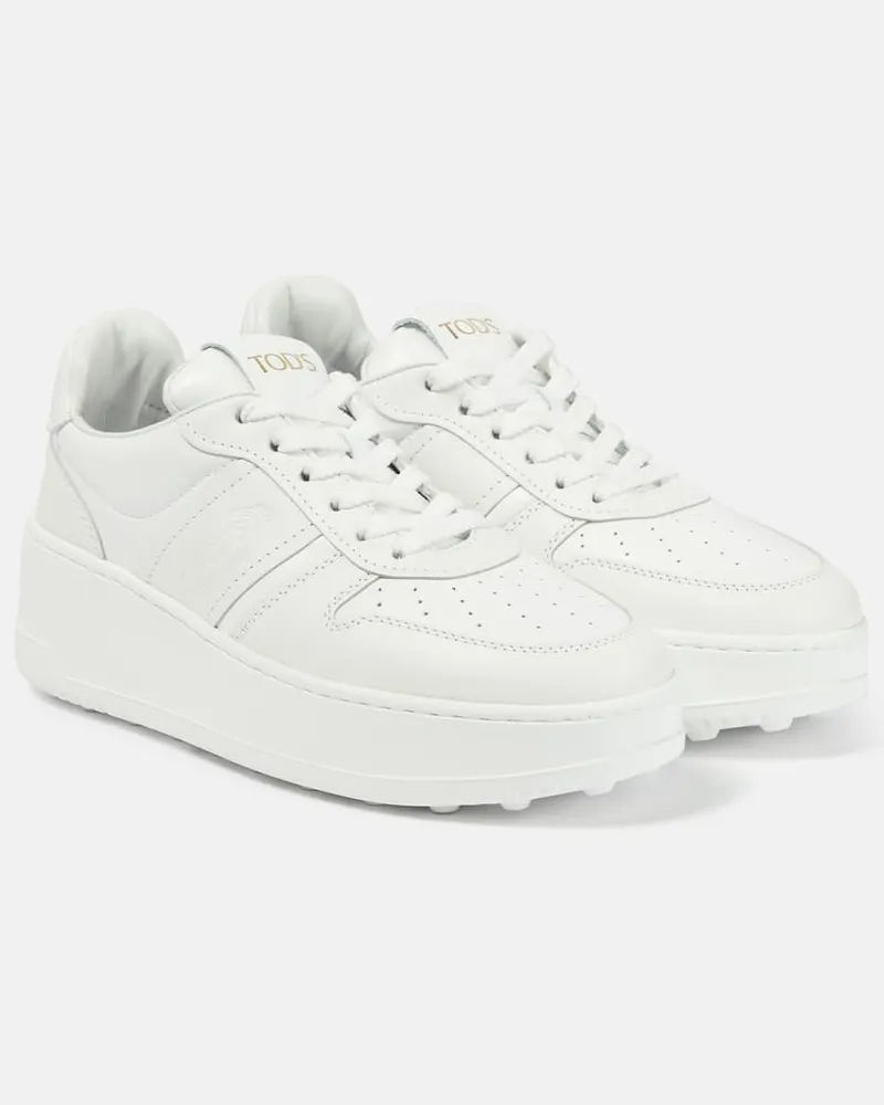 TOD'S Plateau-Sneakers aus Leder Weiß