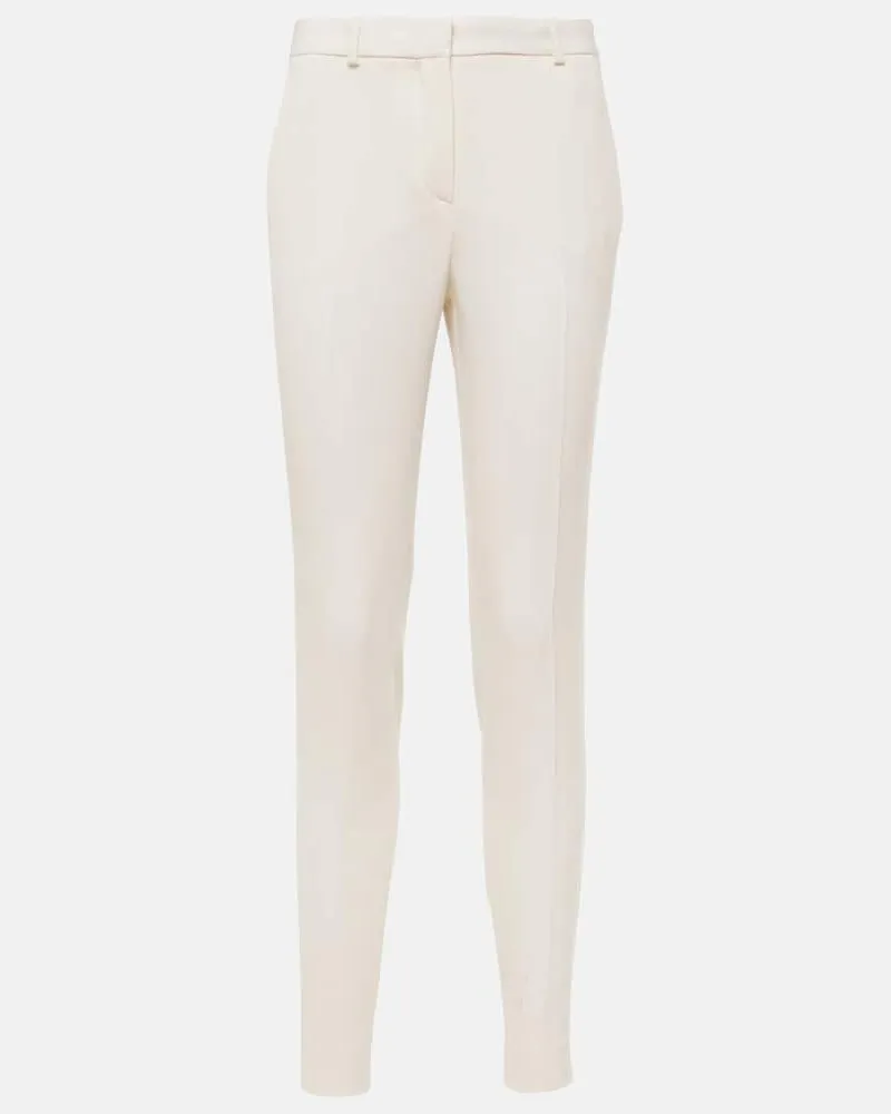 Versace Schmale High-Rise-Hose aus Schurwolle Weiß