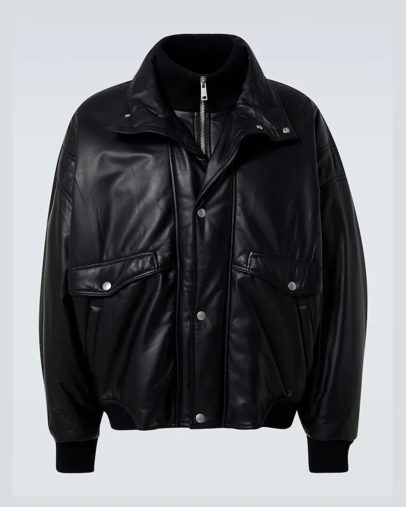 Prada Bomberjacke aus Leder Schwarz