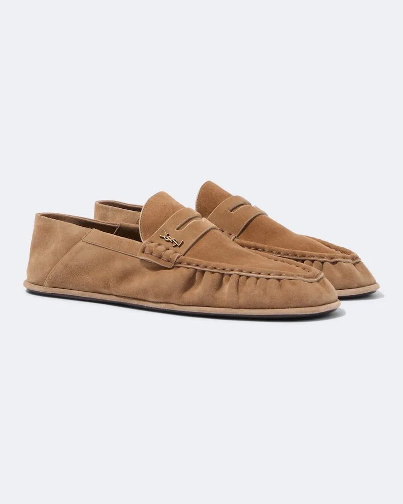 Saint Laurent Loafers Le Loafer aus Veloursleder Beige