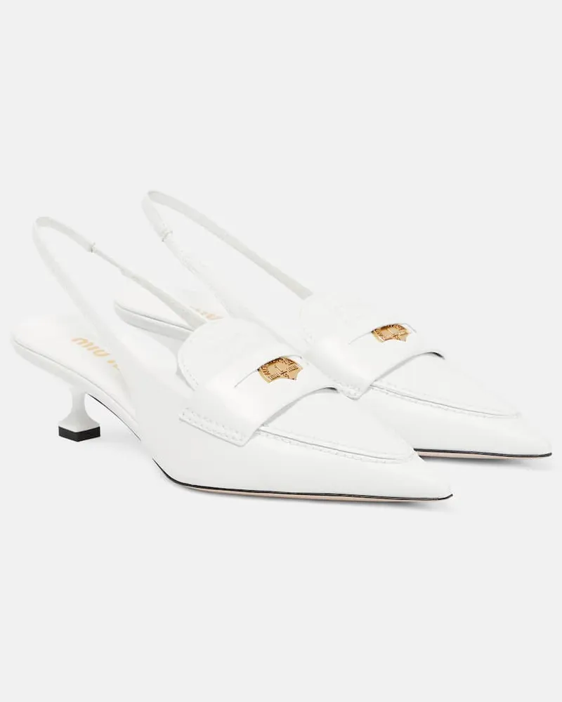 Miu Miu Slingback-Pumps aus Leder Weiß