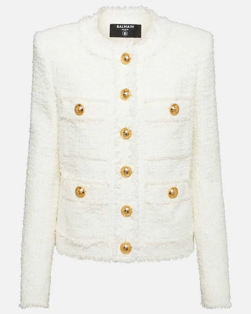 Balmain Jacke aus Tweed Weiß