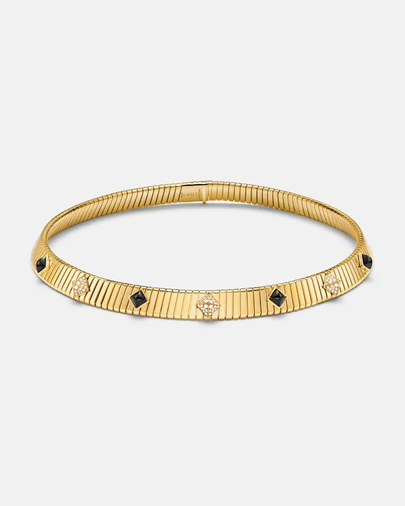 Bulgari Halskette Bvlgari Tubogas aus 18kt Gelbgold mit Diamanten und Onyx Gold