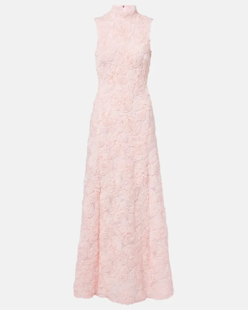 ROTATE Birger Christensen Maxikleid aus Mesh Rosa