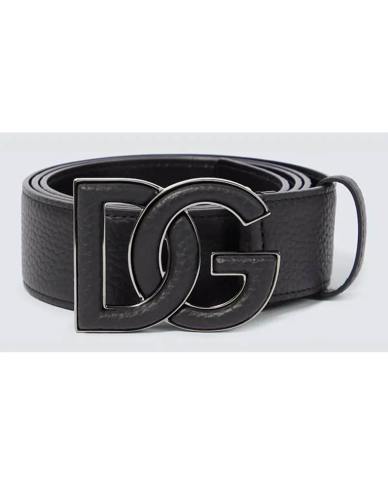 Dolce & Gabbana Guertel DG aus Leder Schwarz