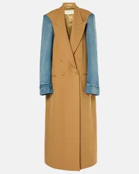 Dries van Noten Mantel aus Gabardine und Denim Beige