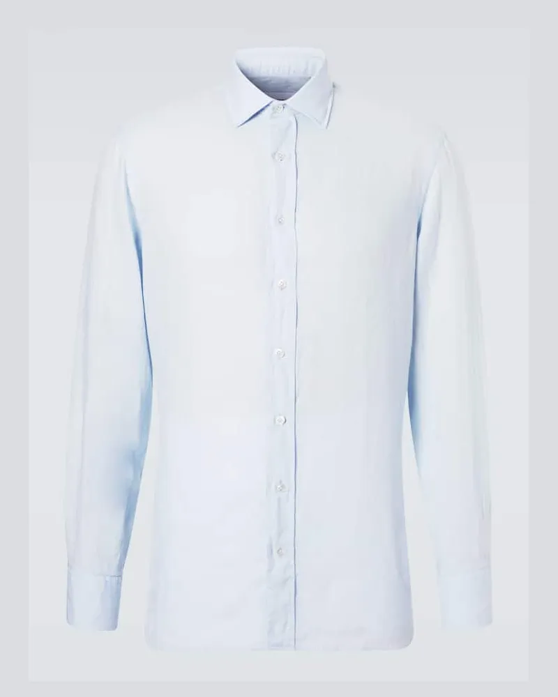 LARDINI Hemd aus Leinen Blau