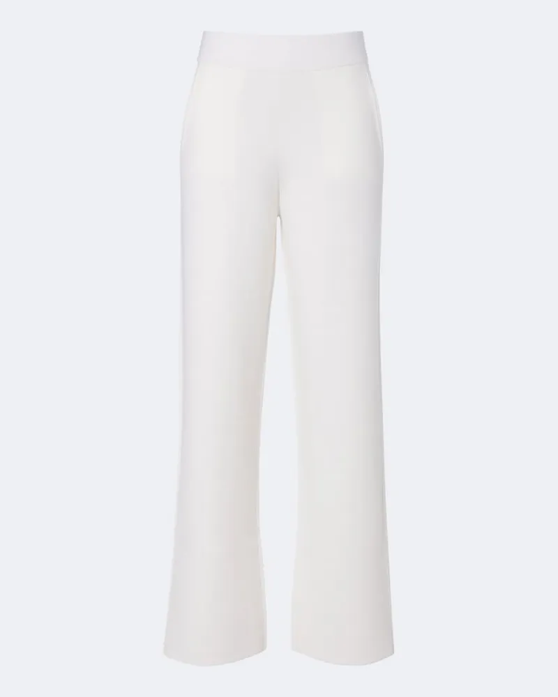 Max Mara Weite Hose aus einem Wollgemisch Weiß