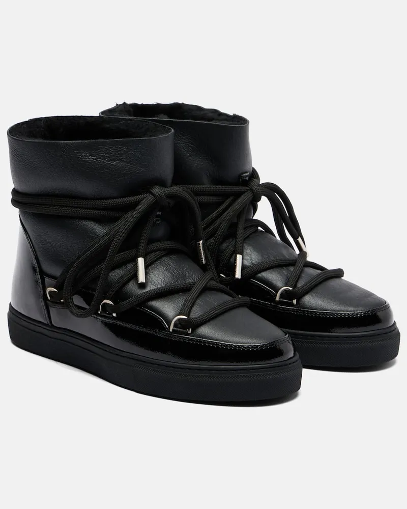 INUIKII Schneestiefel Gloss aus Leder Schwarz