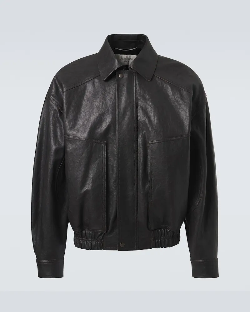Saint Laurent Blouson aus Leder Schwarz