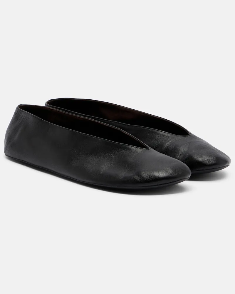 The Row Ballerinas Fay aus Leder Schwarz