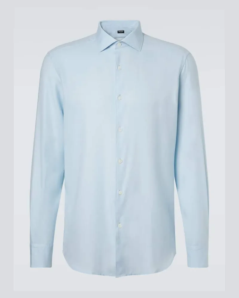 Ermenegildo Zegna Hemd aus Baumwolle und Kaschmir Blau
