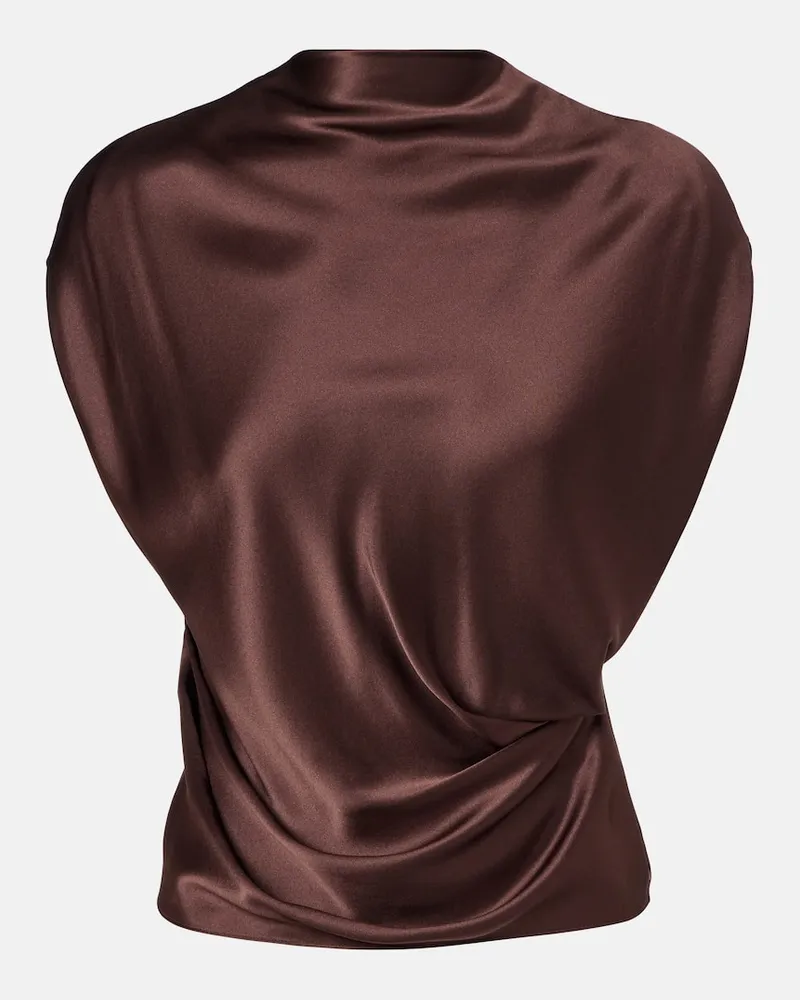 The Sei Top aus Seidensatin Braun