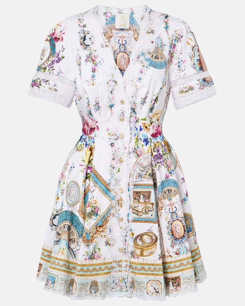 Camilla Verziertes Minikleid aus Baumwolle Multicolor