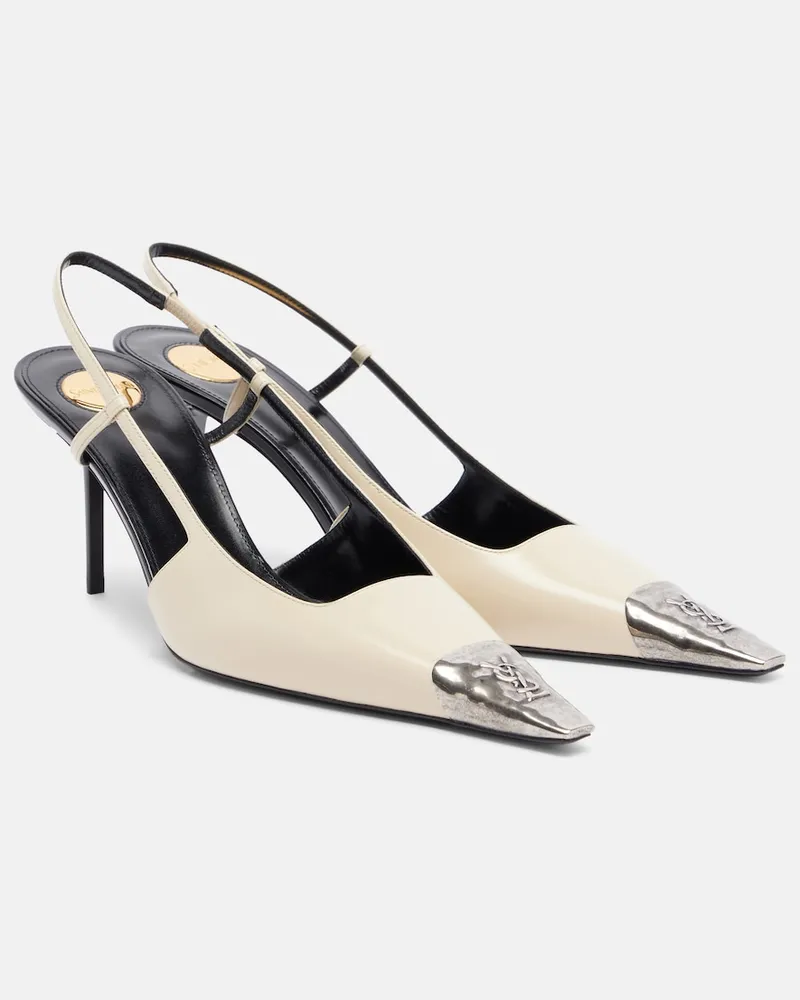 Saint Laurent Slingback-Pumps Jeanne aus Leder Weiß