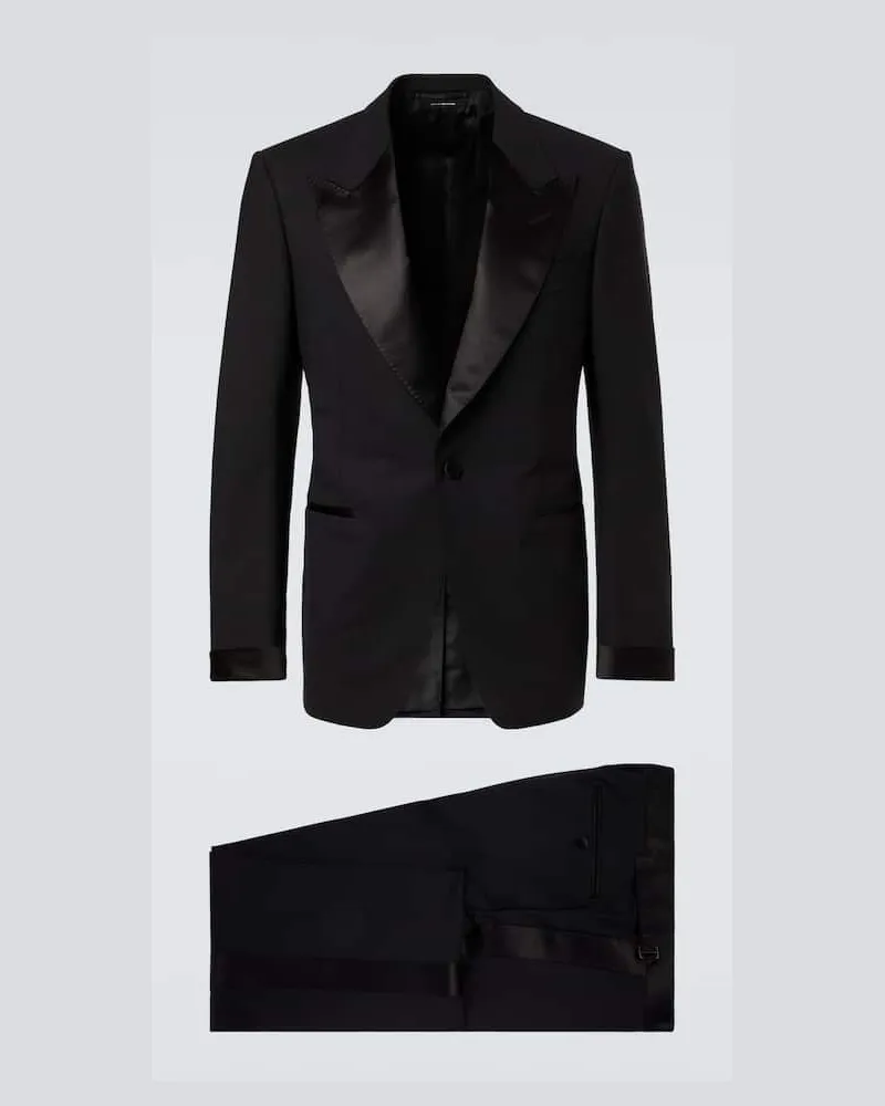 Tom Ford Smoking Shelton aus einem Wollgemisch mit Satin Schwarz