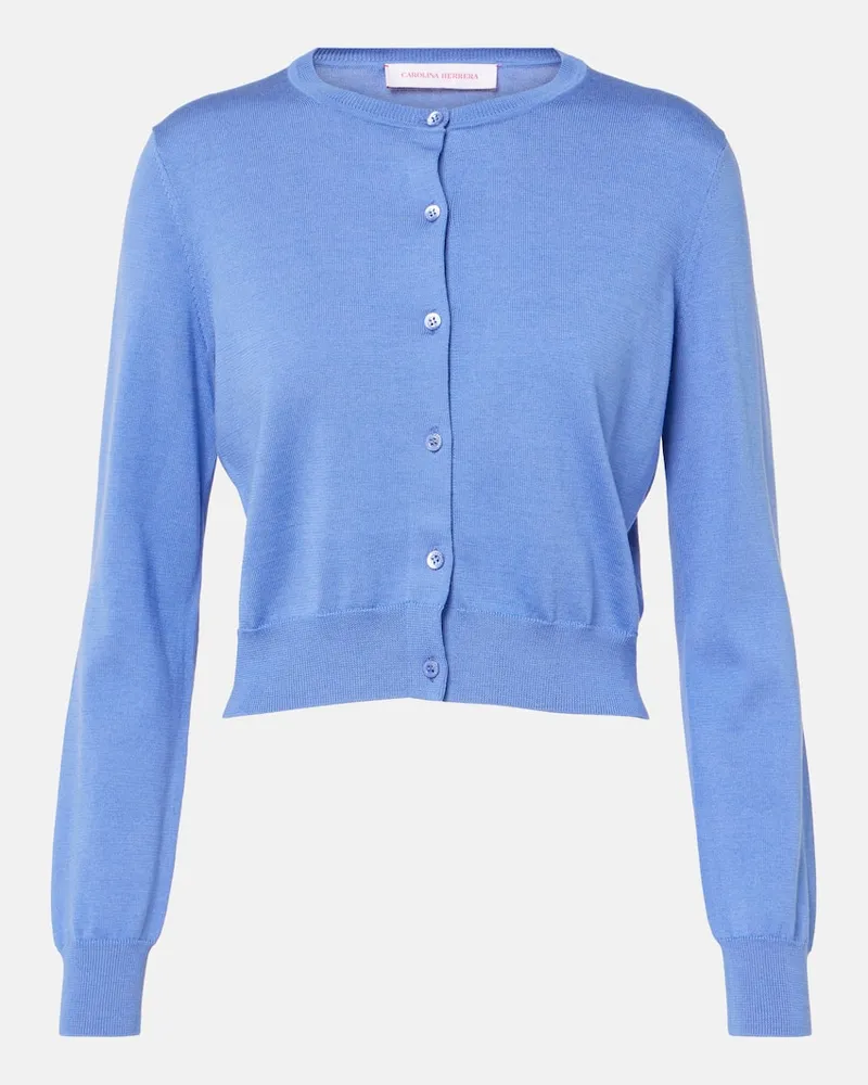 Carolina Herrera New York Cropped-Cardigan aus Seide und Baumwolle Blau