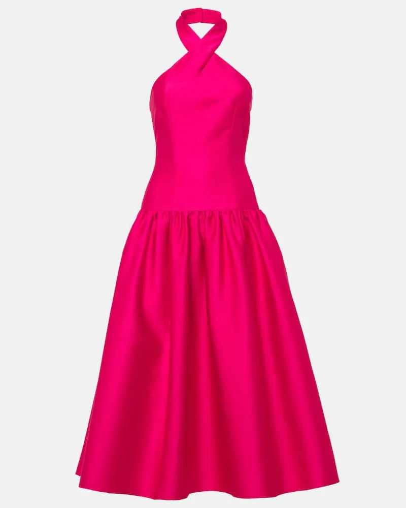 Roland Mouret Midikleid aus Taft Rosa