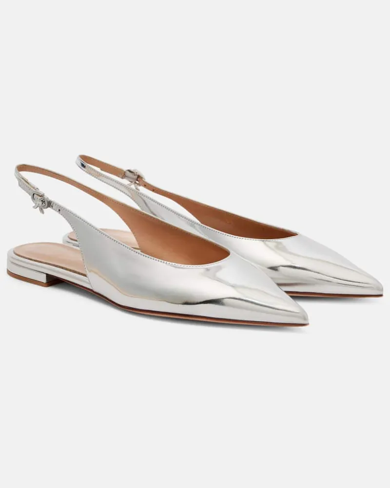 Gianvito Rossi Slingback-Ballerinas Robbie aus Metallic-Leder Silber