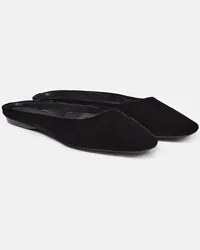 Saint Laurent Slippers Lido aus Samt Schwarz