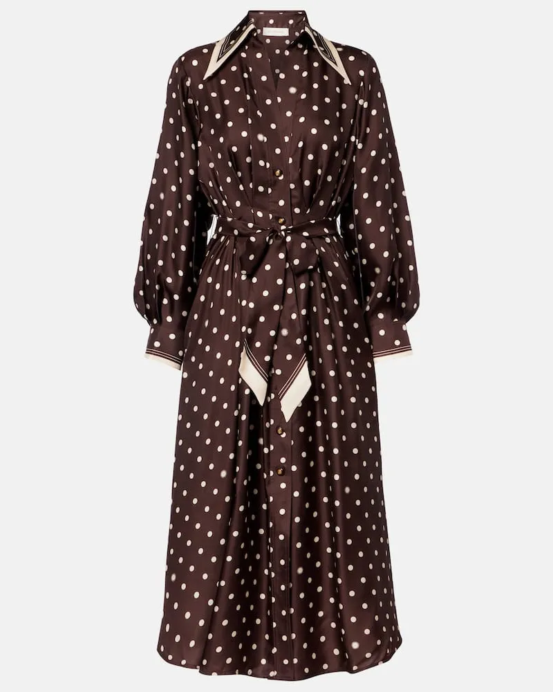 Zimmermann Hemdblusenkleid aus Seide Braun