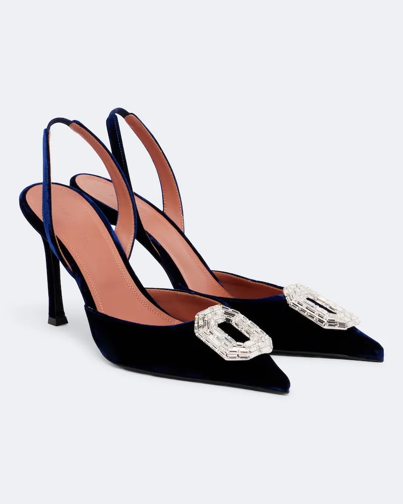 Amina Muaddi Slingback-Pumps Camelia mit Kristallen Blau