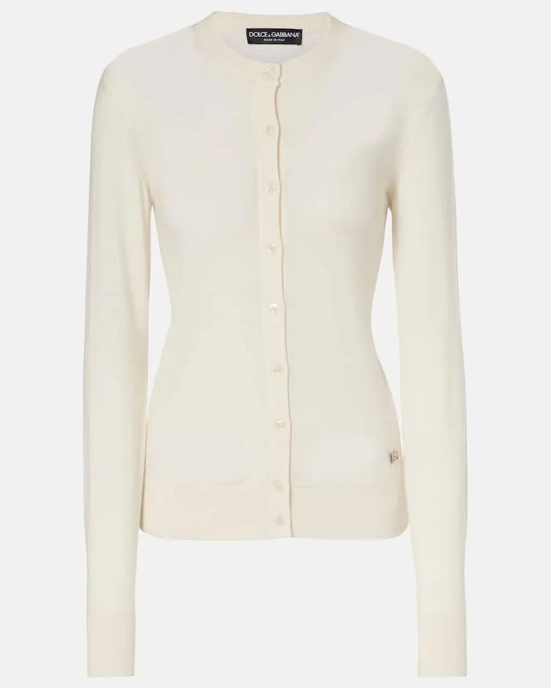 Dolce & Gabbana Cardigan DG aus Kaschmir und Seide Weiã