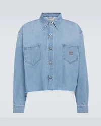 Miu Miu Cropped-Jeansjacke Blau