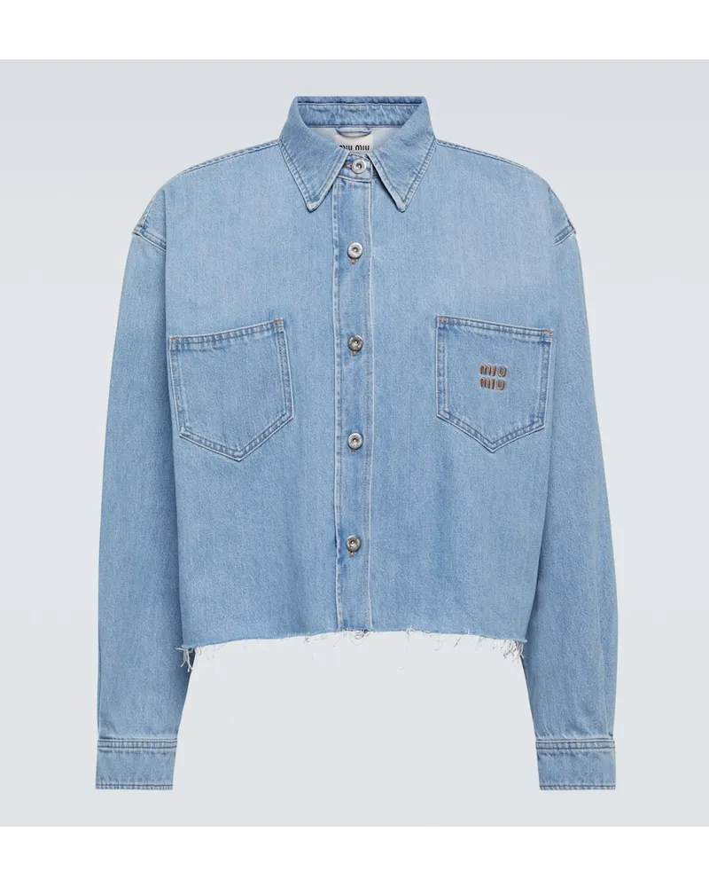 Miu Miu Cropped-Jeansjacke Blau