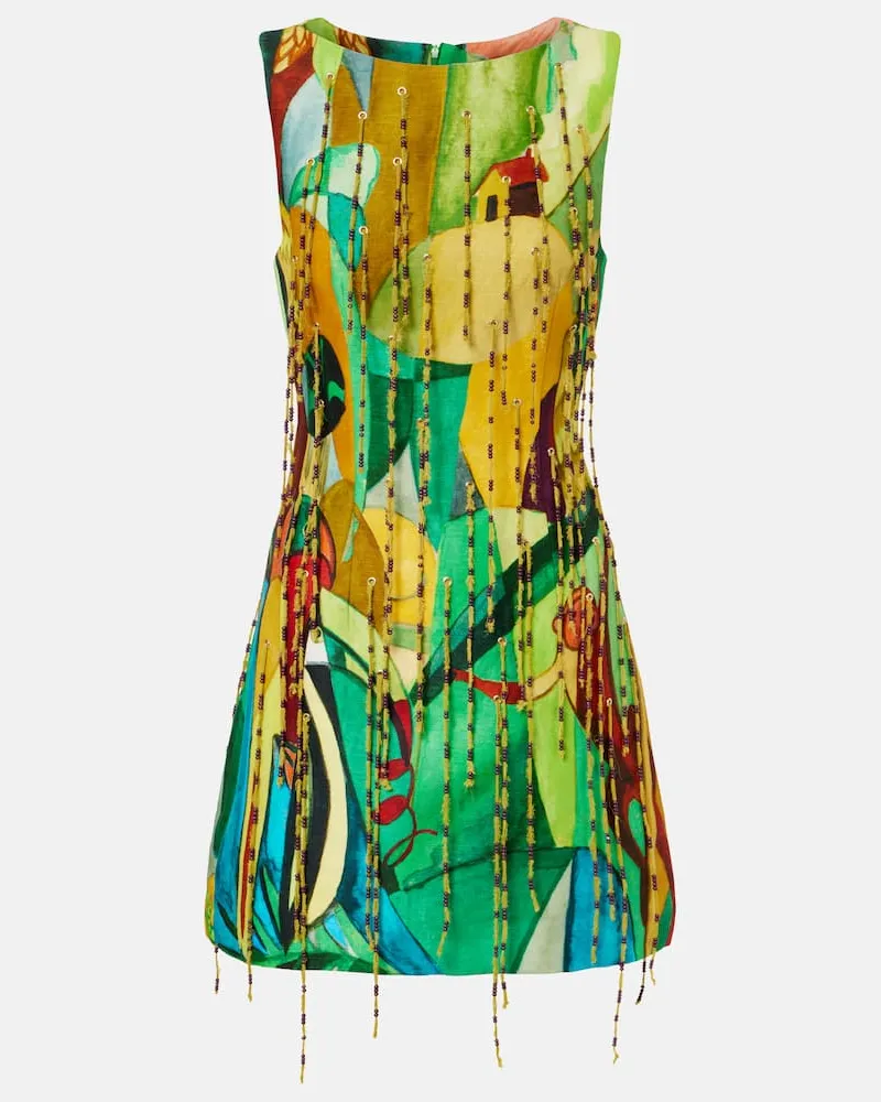 ALEMAIS Alémais Verziertes Minikleid Mokshini aus einem Leinengemisch Multicolor