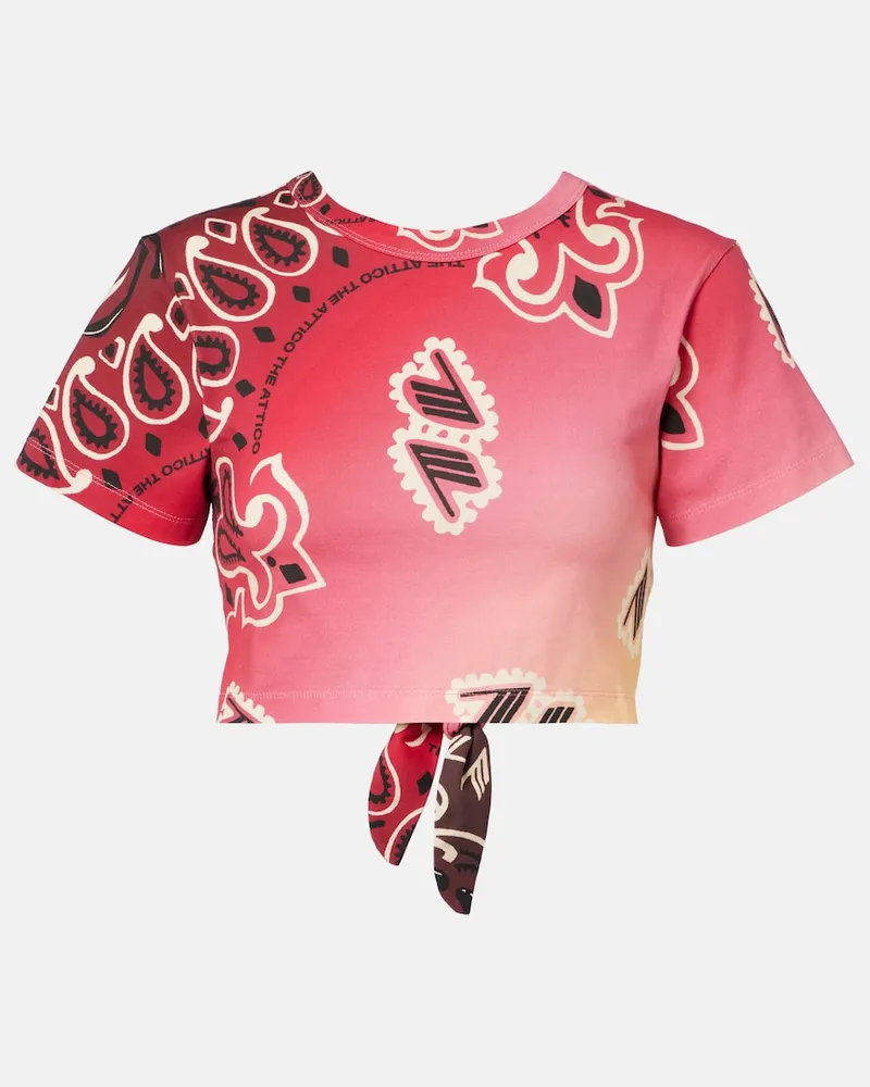 ATTICO Bedrucktes Cropped-Top aus Baumwolle Multicolor