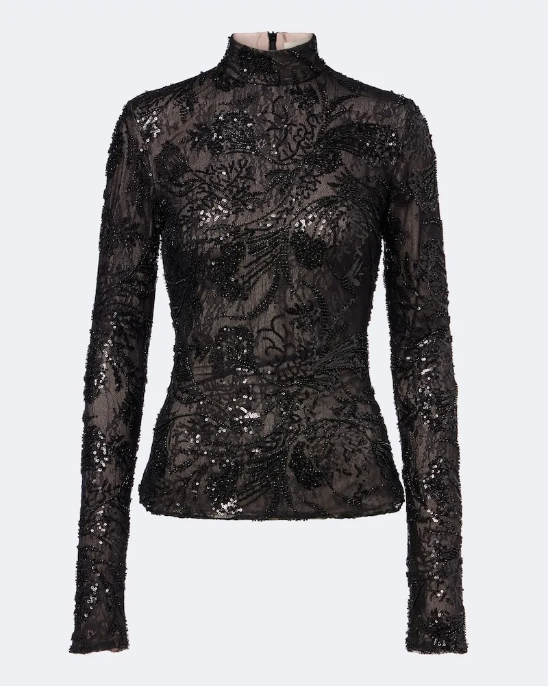 The New Arrivals Ilkyaz Ozel Verziertes Top Catroux Schwarz
