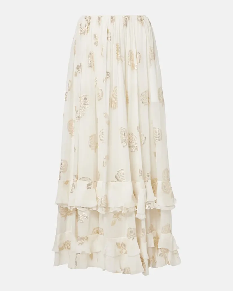 Chloé Chloé Maxirock aus Musselin-Jacquard Weiß