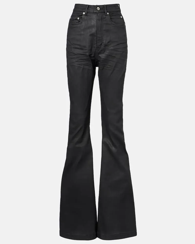 Rick Owens High-Rise Bootcut Jeans Bolan Schwarz