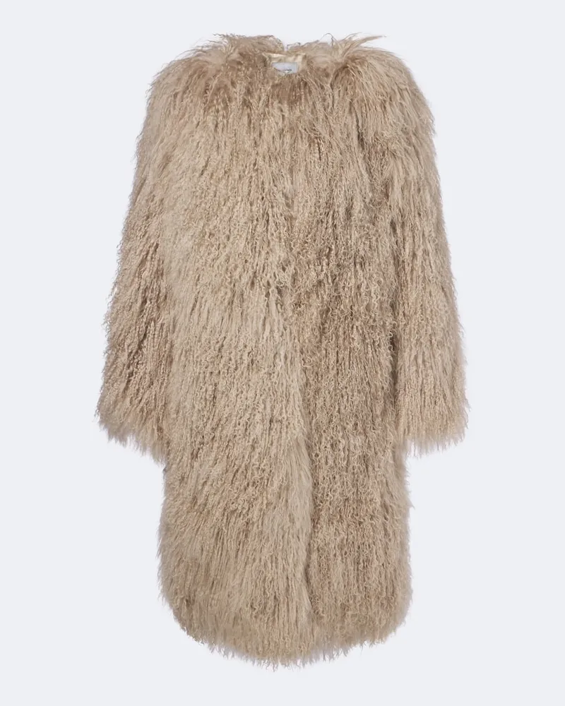 Yves Salomon Mantel aus Shearling Beige