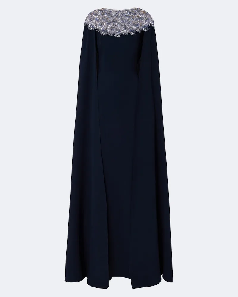 Oscar de la Renta Verzierte Robe aus einem Seidengemisch Blau