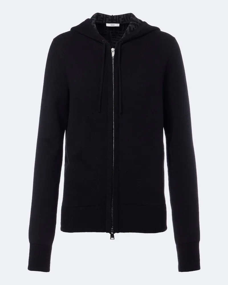 Fendi Kapuzenjacke aus einem Kaschmirgemisch Schwarz