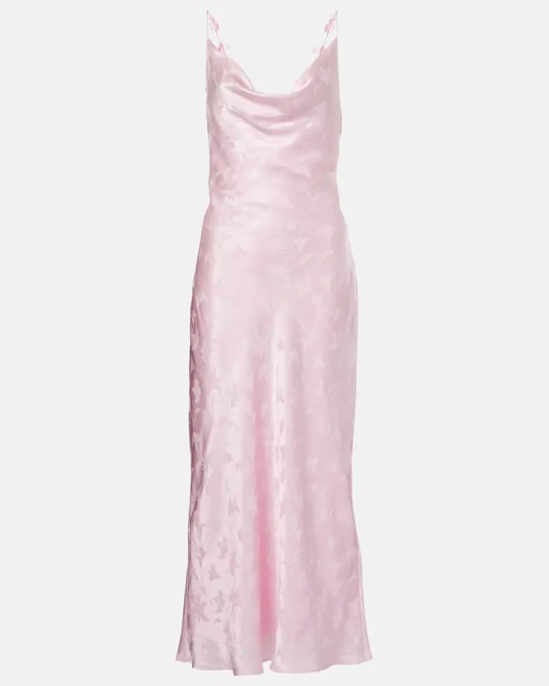 ROTATE Birger Christensen Bridal Midikleid aus Seidensatin Rosa